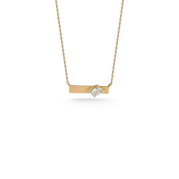 Yellow Gold-1^Designer Diamond Necklaces: Teddi Paige Fluted Oval Bar Necklace in Yellow Gold