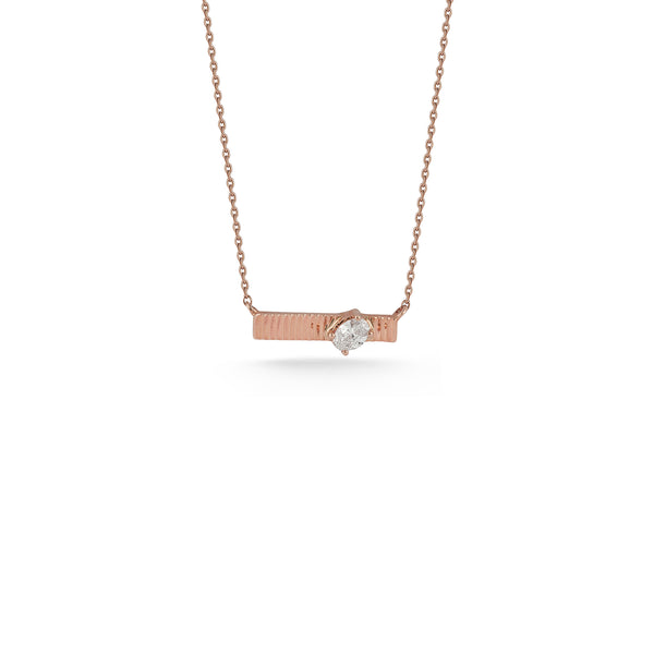 Rose Gold-1^Designer Diamond Necklaces: Teddi Paige Fluted Oval Bar Necklace in Rose Gold