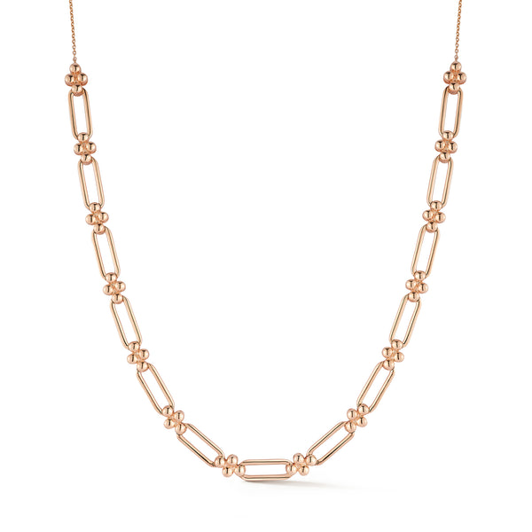 Rose Gold-1^Diamond Station Necklaces: Poppy Rae Link Station Necklace in Rose Gold