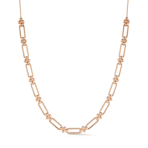 Rose Gold-1^Diamond Station Necklaces: Poppy Rae Link Station Necklace in Rose Gold