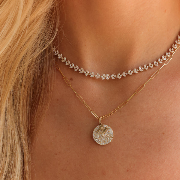 Yellow Gold-3^Diamond Tennis Necklaces: Alexa Jordyn Marquise Tennis Necklace in Yellow Gold