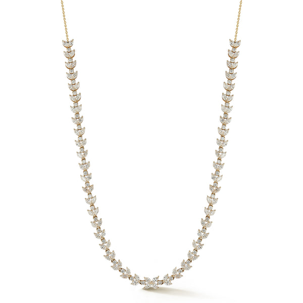 Yellow Gold-1^Diamond Tennis Necklaces: Alexa Jordyn Marquise Tennis Necklace in Yellow Gold