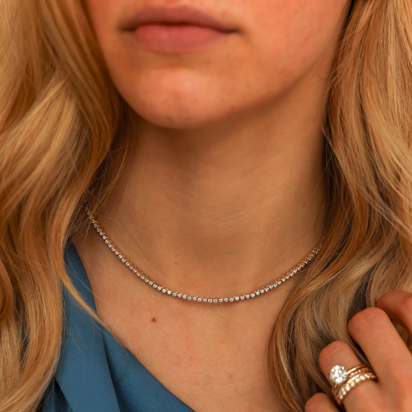 Rose Gold-2^Diamond Tennis Necklaces: Lulu Jack Diamond Tennis Necklace in Rose Gold