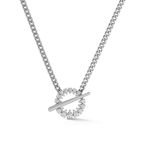 White Gold-1^Designer Diamond Necklaces: Sophia Ryan Cuban Chain Toggle Necklace in White Gold