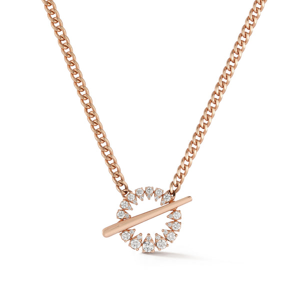 Rose Gold-1^Designer Diamond Necklaces: Sophia Ryan Cuban Chain Toggle Necklace in Rose Gold