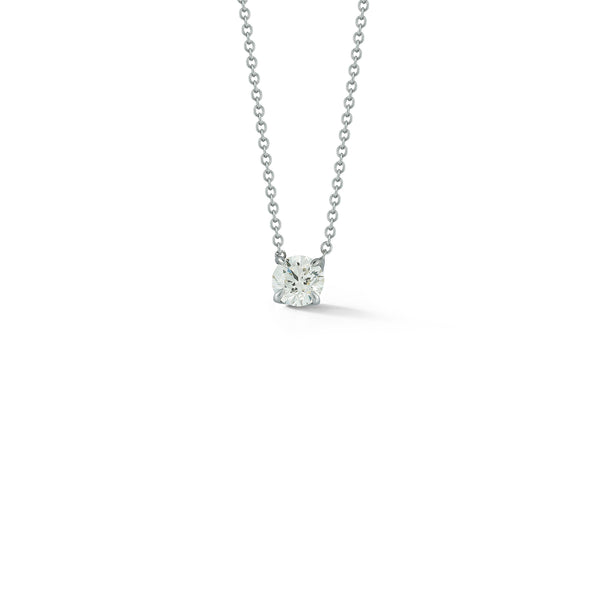 White Gold-1^Diamond Pendant Necklaces: DRD 0.50 ct. Round Diamond Solitaire Necklace in White Gold