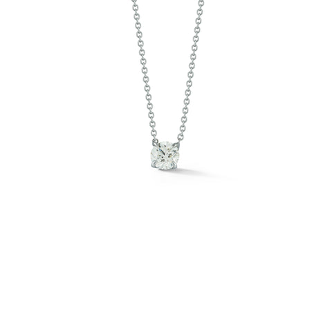 White Gold-1^Diamond Pendant Necklaces: DRD 0.50 ct. Round Diamond Solitaire Necklace in White Gold