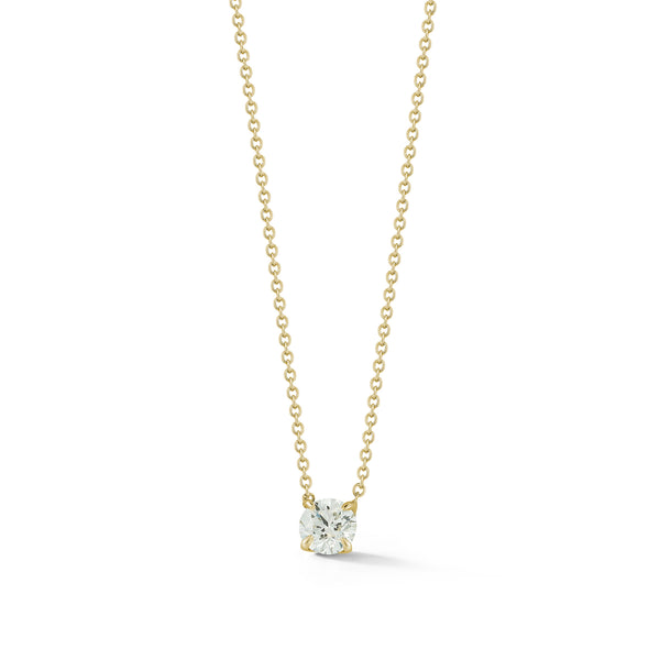 Yellow Gold-1^Diamond Pendant Necklaces: DRD 0.50 ct. Round Diamond Solitaire Necklace in Yellow Gold Thumbnail-only