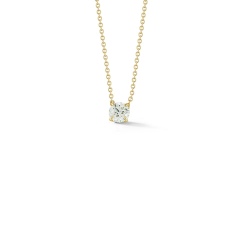 Yellow Gold-1^Diamond Pendant Necklaces: DRD 0.50 ct. Round Diamond Solitaire Necklace in Yellow Gold 