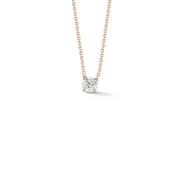 Rose Gold-1^Diamond Pendant Necklaces: DRD 0.50 ct. Round Diamond Solitaire Necklace in Rose Gold