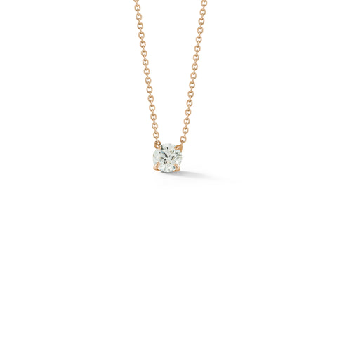 Rose Gold-1^Diamond Pendant Necklaces: DRD 0.50 ct. Round Diamond Solitaire Necklace in Rose Gold