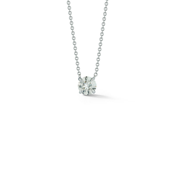 White Gold-1^Diamond Pendant Necklaces: DRD 0.75 ct. Round Diamond Solitaire Necklace in White Gold