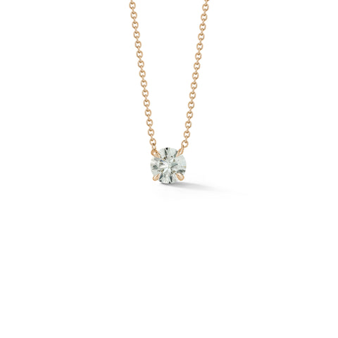 Rose Gold-1^Diamond Pendant Necklaces: DRD 0.75 ct. Round Diamond Solitaire Necklace in Rose Gold