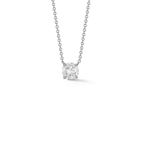 White Gold-1^Diamond Pendant Necklaces: DRD 1.00 ct. Round Diamond Solitaire Necklace in White Gold