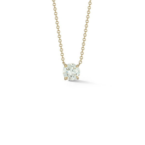 Yellow Gold-1^Diamond Pendant Necklaces: DRD 1.00 ct. Round Diamond Solitaire Necklace in Yellow Gold