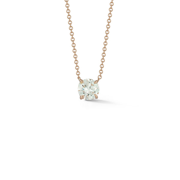 Rose Gold-1^Diamond Pendant Necklaces: DRD 1.00 ct. Round Diamond Solitaire Necklace in Rose Gold