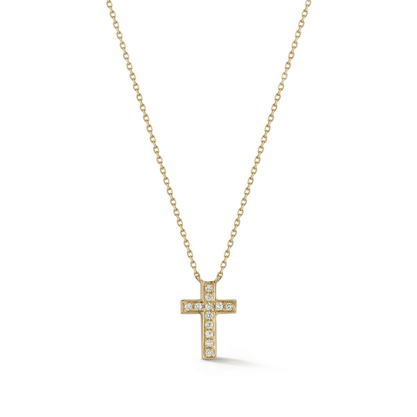 Yellow Gold-1^Designer Diamond Necklaces: DRD Diamond Cross Necklace in Yellow Gold Thumbnail-only