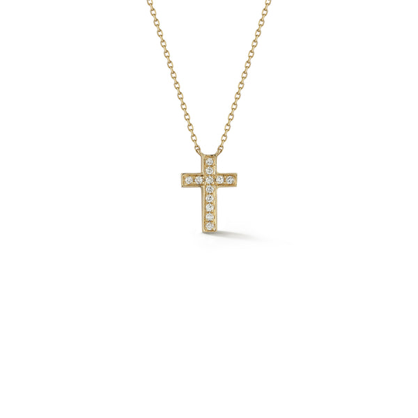 Yellow Gold-1^Designer Diamond Necklaces: DRD Diamond Cross Necklace in Yellow Gold