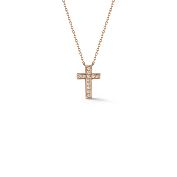 Rose Gold-1^Designer Diamond Necklaces: DRD Diamond Cross Necklace in Rose Gold