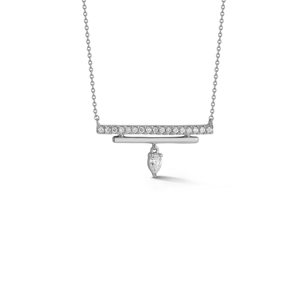 White Gold-1^Diamond Bar Necklaces: Taylor Elaine Double Bar Charm Necklace in White Gold