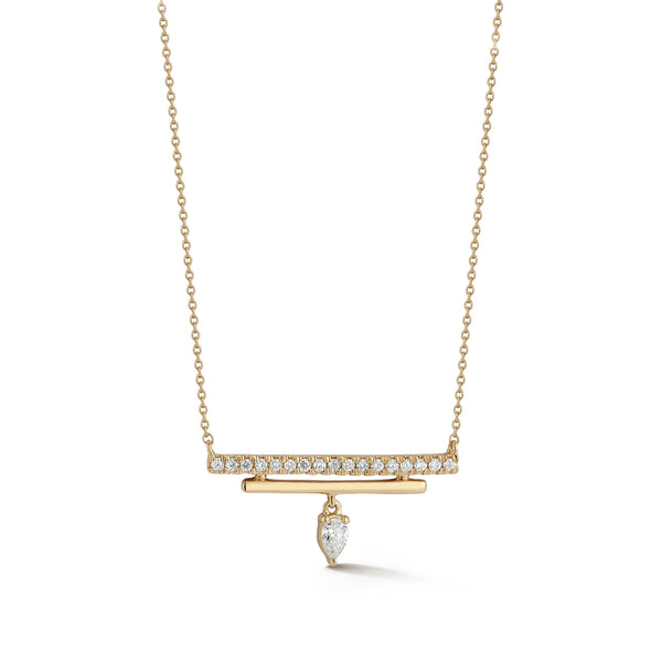 Yellow Gold-1^Diamond Bar Necklaces: Taylor Elaine Double Bar Charm Necklace in Yellow Gold Thumbnail-only