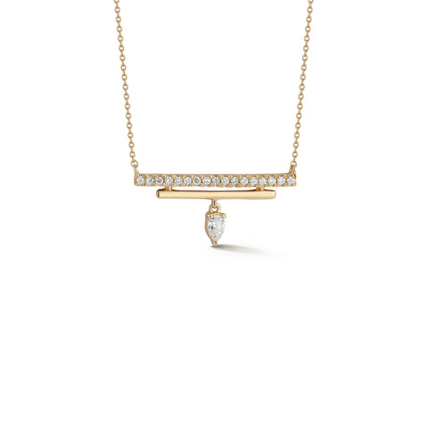 Yellow Gold-1^Diamond Bar Necklaces: Taylor Elaine Double Bar Charm Necklace in Yellow Gold