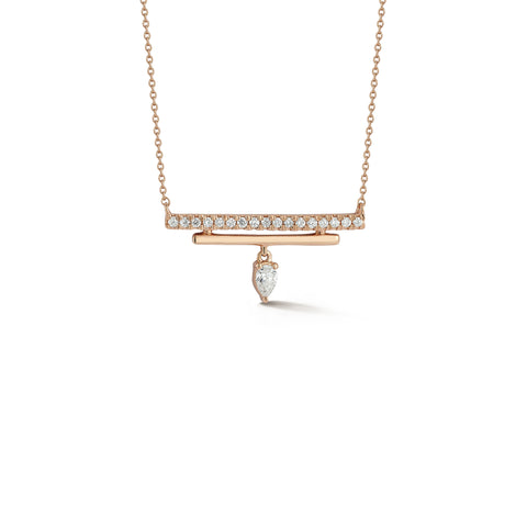 Rose Gold-1^Diamond Bar Necklaces: Taylor Elaine Double Bar Charm Necklace in Rose Gold