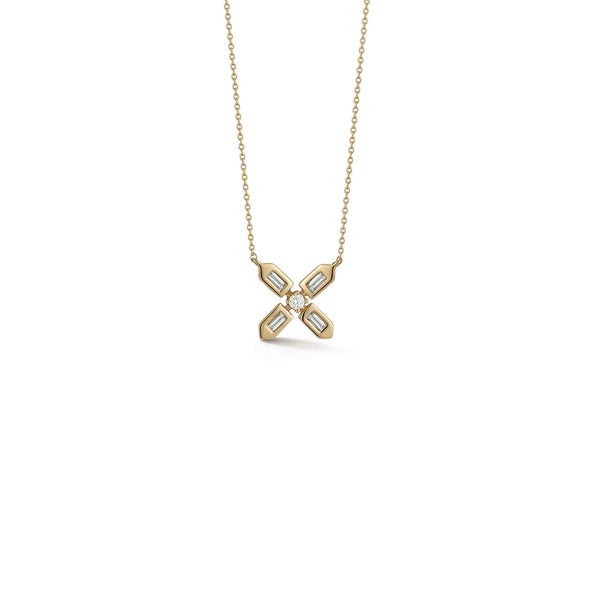 Sadie Pearl Gold Hexagon Baguette Necklace