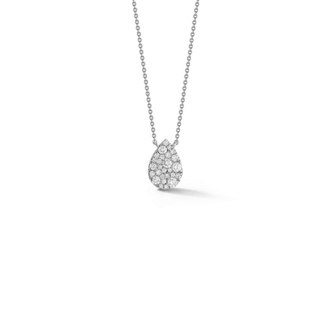 White Gold-1^Teardrop Necklaces: Samantha Lynn Large Diamond Teardrop Necklace in White Gold