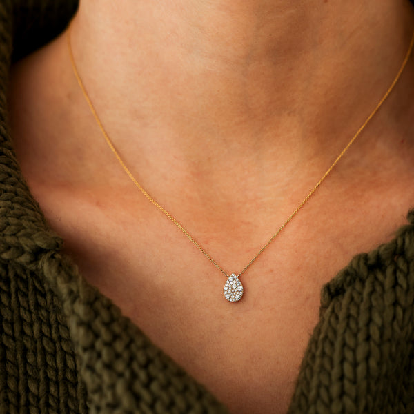 Rose Gold-2^Teardrop Necklaces: Samantha Lynn Large Diamond Teardrop Necklace in Rose Gold