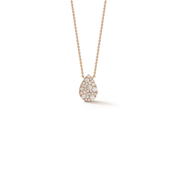 Rose Gold-1^Teardrop Necklaces: Samantha Lynn Large Diamond Teardrop Necklace in Rose Gold