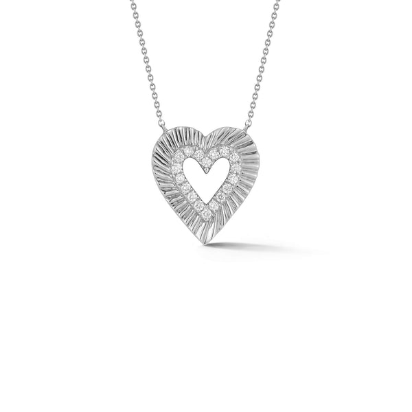 White Gold-1^Diamond Pendant Necklaces: Zoe Louise Spiral Heart Necklace in White Gold