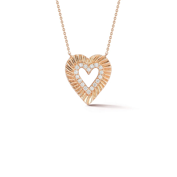 Rose Gold-1^Diamond Pendant Necklaces: Zoe Louise Spiral Heart Necklace in Rose Gold