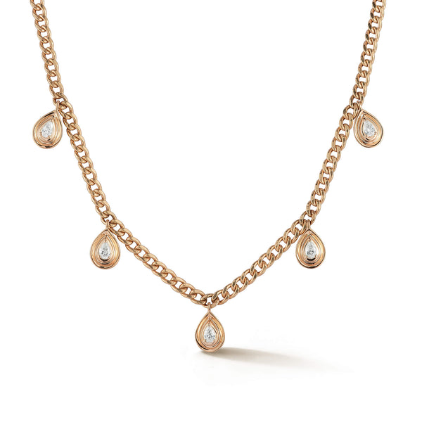 Rose Gold-1^Diamond Station Necklaces: Nana Bernice Cuban Chain Station Necklace in Rose Gold