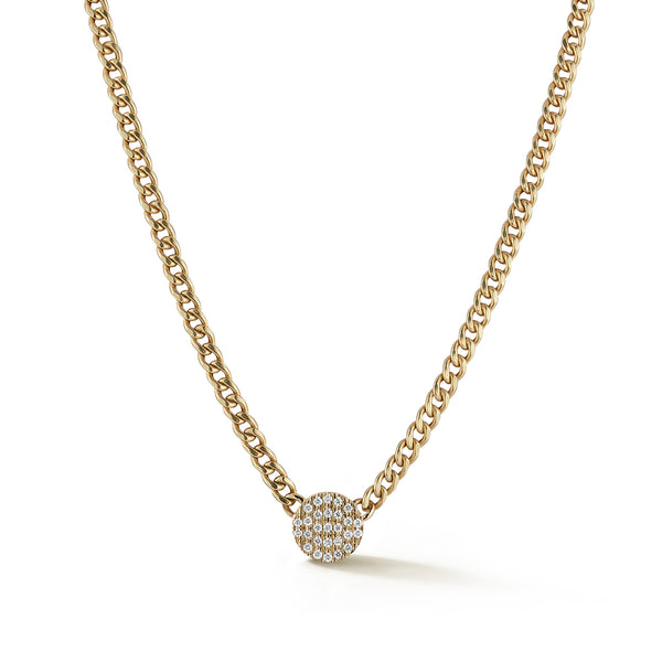 Yellow Gold-1^Diamond Bar Necklaces: Lauren Joy Cuban Chain Necklace in Yellow Gold Thumbnail-only