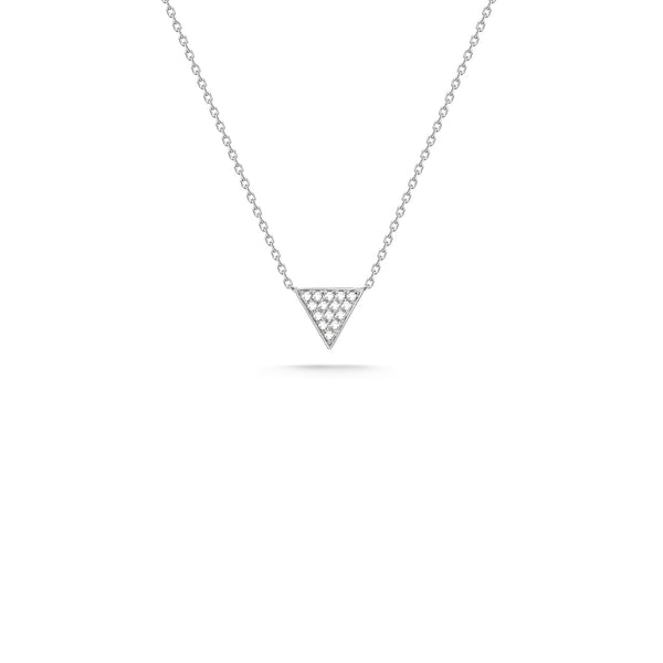 White Gold-1^Diamond Pendant Necklaces: Emily Sarah Diamond Triangle Necklace in White Gold