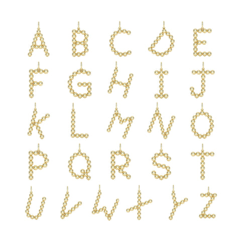 Yellow Gold-6^Designer Diamond Necklaces: Poppy Rae Large Pebble Initial Necklace in Yellow Gold