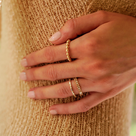 Yellow Gold-3^Eternity Ring Designs: Sadie Pearl Baguette Eternity Ring in Yellow Gold