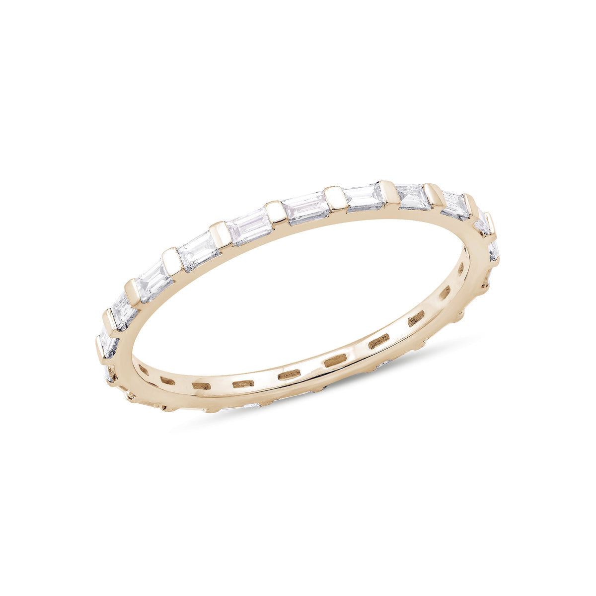 Yellow Gold-1^Eternity Ring Designs: Sadie Pearl Baguette Eternity Ring in Yellow Gold