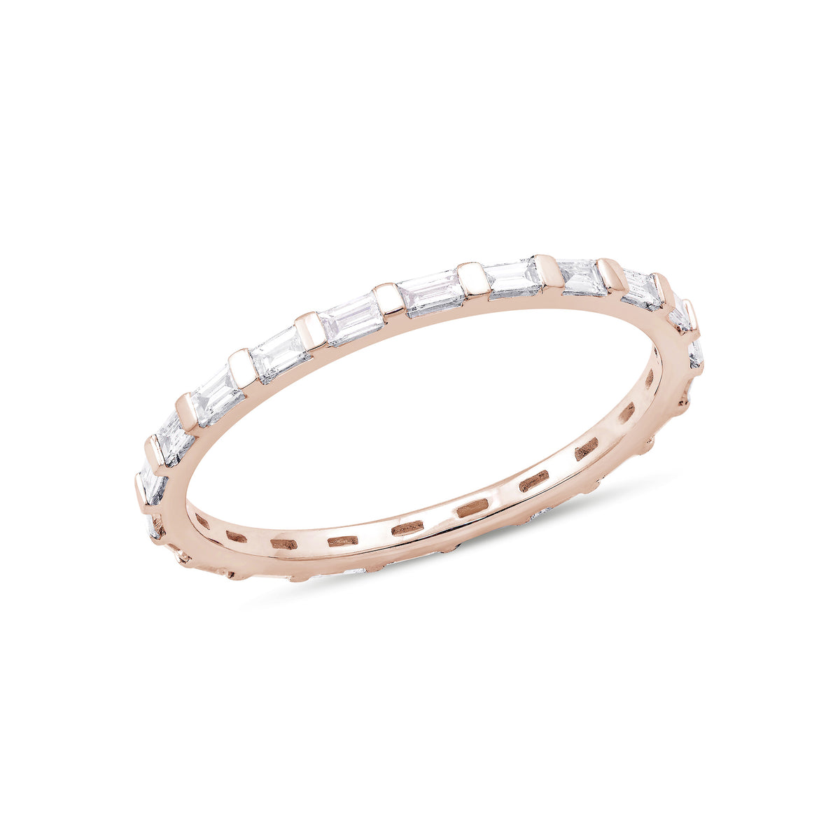 Rose Gold-1^Eternity Ring Designs: Sadie Pearl Baguette Eternity Ring in Rose Gold