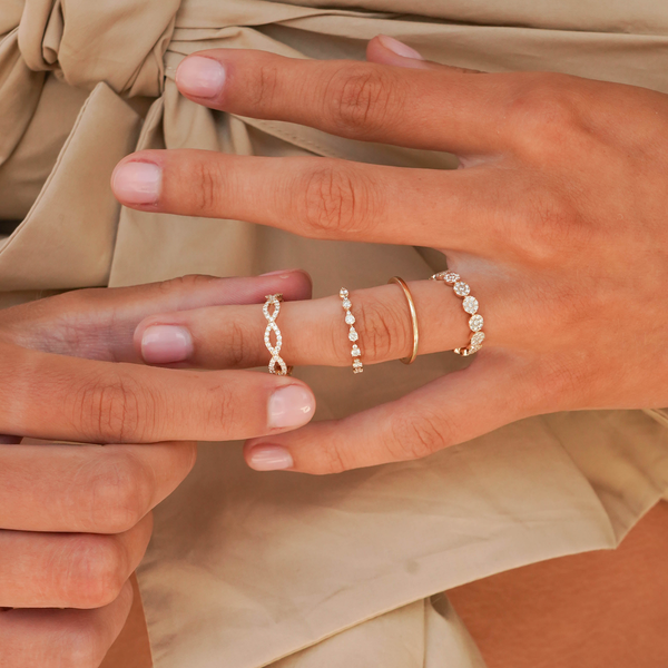 Rose Gold-4^Stackable Rings: Sophia Ryan Teardrop Stacking Ring in Rose Gold