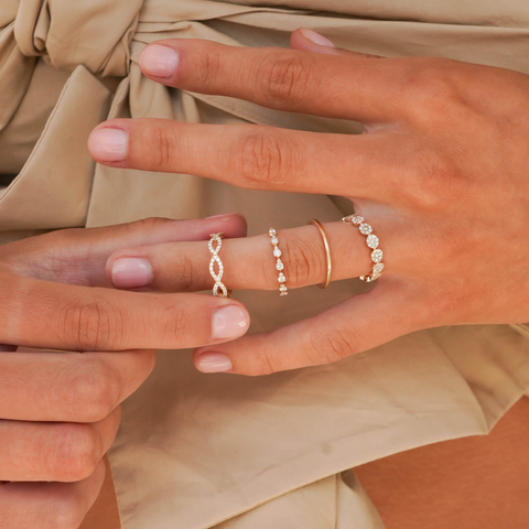 Rose Gold-4^Stackable Rings: Sophia Ryan Teardrop Stacking Ring in Rose Gold