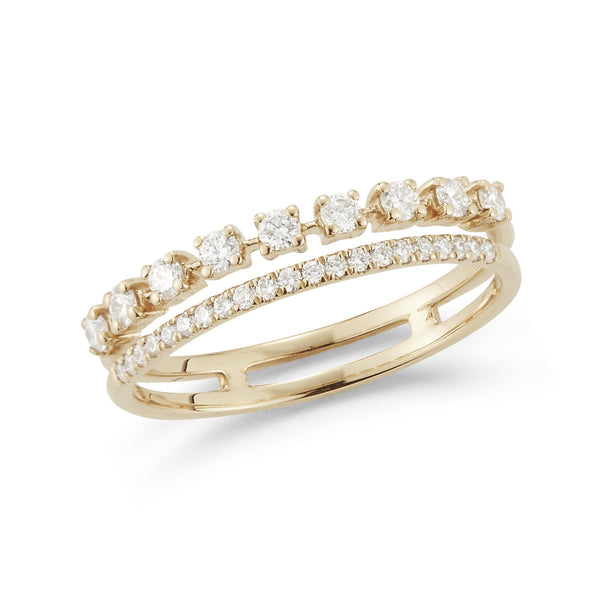 Yellow Gold-1^Stackable Rings: Ava Bea Double Row Ring in Yellow Gold