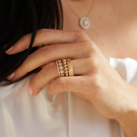 Yellow Gold-4^Stackable Rings: Poppy Rae Large Pebble Ring in Yellow Gold