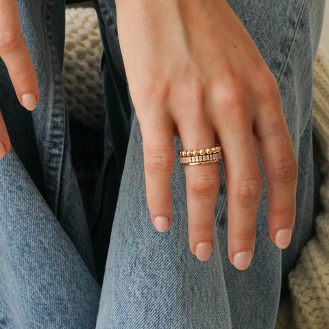 Yellow Gold-6^Diamond Eternity Rings: Sadie Pearl Vertical Baguette Eternity Ring in Yellow Gold