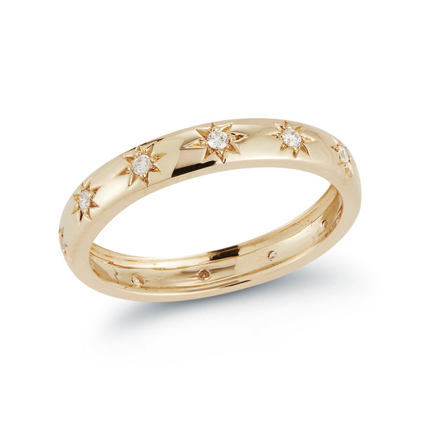 Yellow Gold-1^Stackable Rings: Cynthia Rose Starburst Eternity Ring in Yellow Gold