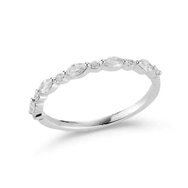 White Gold-1^Designer Diamond Rings: Alexa Jordyn Marquise and Round Alternating Ring in White Gold