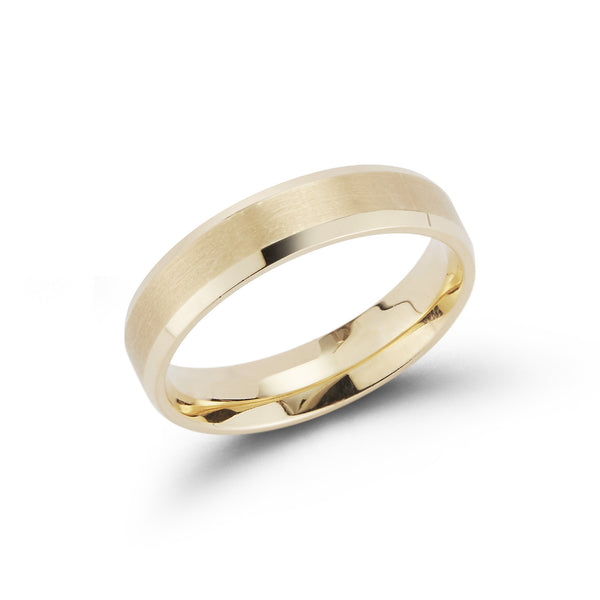 Yellow Gold-1^Men's Wedding Bands: 5mm Mens Beveled Edge Wedding Band in Yellow Gold