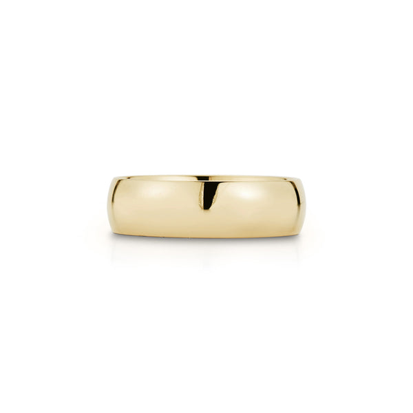 Yellow Gold-2^Men's Wedding Bands: 6mm Mens Half Round Comfort Fit Wedding Band in Yellow Gold