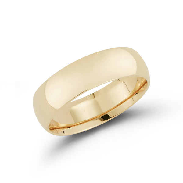 Yellow Gold-1^Men's Wedding Bands: 6mm Mens Half Round Comfort Fit Wedding Band in Yellow Gold